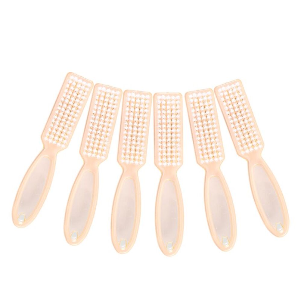 6 Pcs Fingernail Cleaner Nail Brush with Plastic Handle Clear Orange